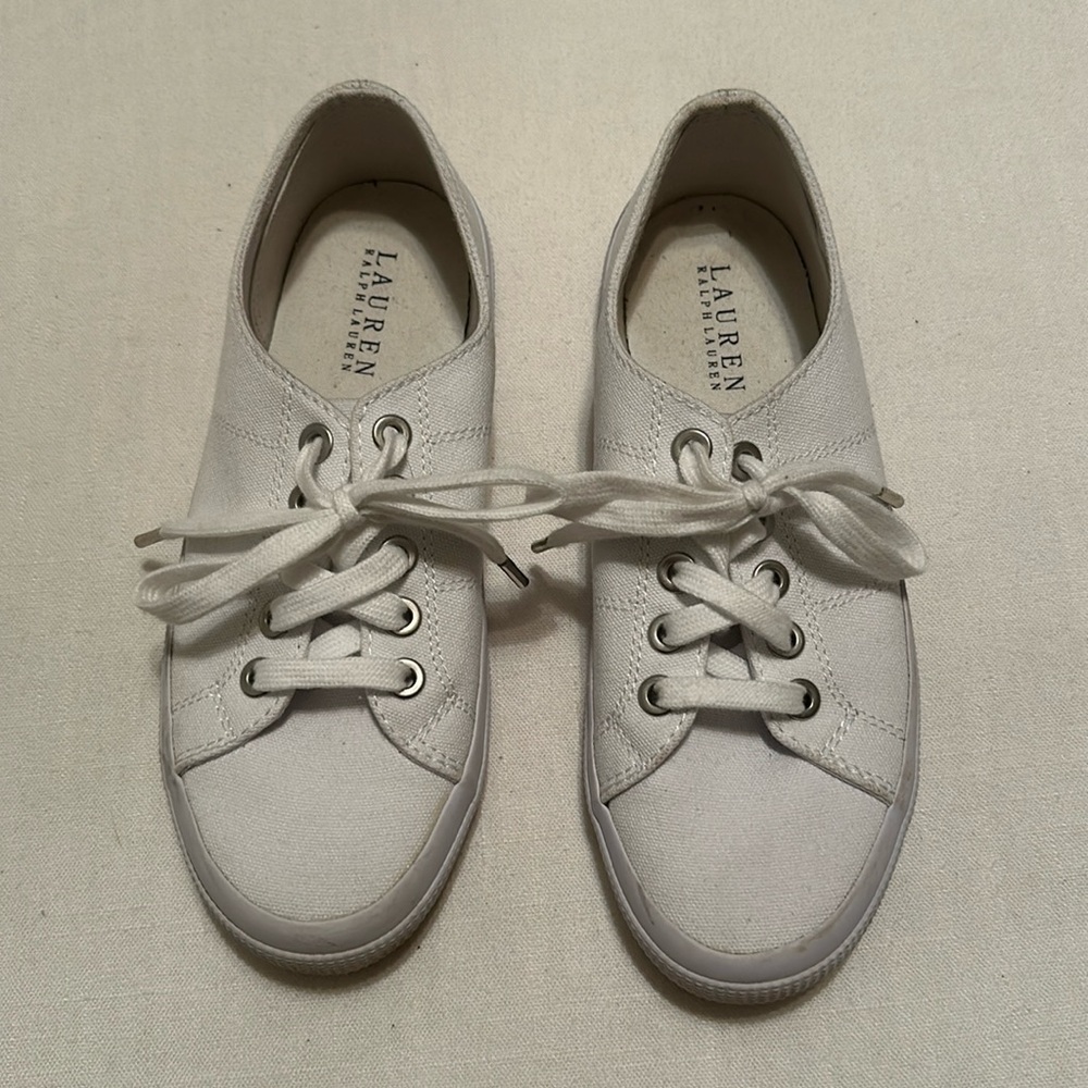 Ralph Lauren white tennis shoes 🤍